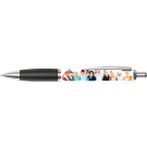 Contour Full Colour Wrap Ballpoint Pen - White - Black