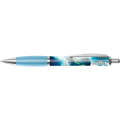 Contour Full Colour Wrap Ballpoint Pen - White - Light Blue (Blue Ink)