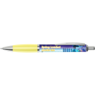 Contour Full Colour Wrap Ballpoint Pen - White - Yellow (Blue Ink)