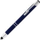 Electra Classic Soft Feel Metal Ballpoint Pen with Stylus - Dark Blue (Blue Ink)