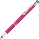 Electra Classic Soft Feel Metal Ballpoint Pen with Stylus - Pink (Blue Ink)