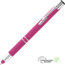 Electra Classic GRS Recycled Soft Feel Metal Ballpoint Pen with Stylus - Pink