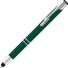 Electra Classic Soft Feel Metal Ballpoint Pen with Stylus - Dark Green (Blue Ink)