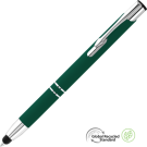 Electra Classic GRS Recycled Soft Feel Metal Ballpoint Pen with Stylus - Dark Green