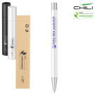 Par Metal Recycled Ballpoint Pen by Chili - White - Blue Chrome Base Metal