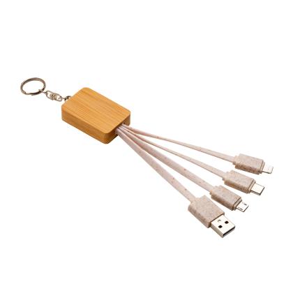 Bamboo charging cable keychain