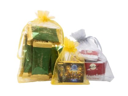 CHRISTMAS ORGANZA GIFT BAGS WITH CHOCOLATES OR SWEETS, ECO-friendly CHRISTMAS ORGANZA GIFT BAGS WITH CHOCOLATES OR SWEETS, ECO-friendly