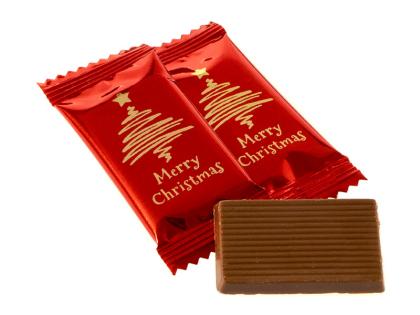 CHRISTMAS CLEAR SACHET GIFT BAGS & BOW WITH CHOCOLATES OR SWEETS