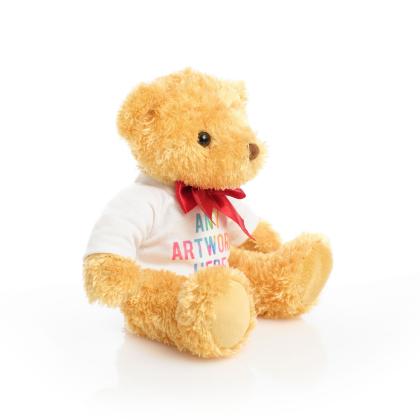 Printed 18cm William bear with red ribbon