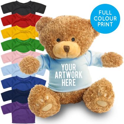 Printed Brown 22cm Edward bear - Baby Blue t-shirt