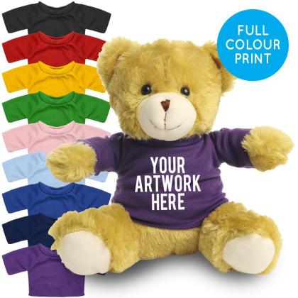 Printed 25cm Elizabeth bear - Purple t-shirt