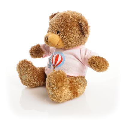 Printed Brown 22cm Edward bear - Baby Pink t-shirt