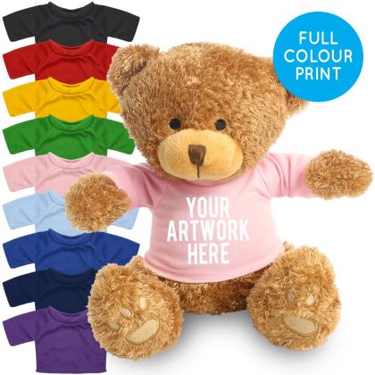 Printed Brown 22cm Edward bear - Baby Pink t-shirt