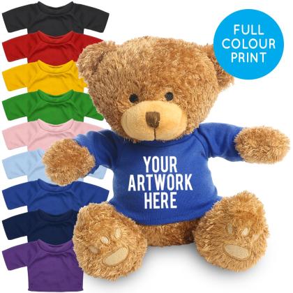 Printed Brown 22cm Edward bear Royal Blue t-shirt