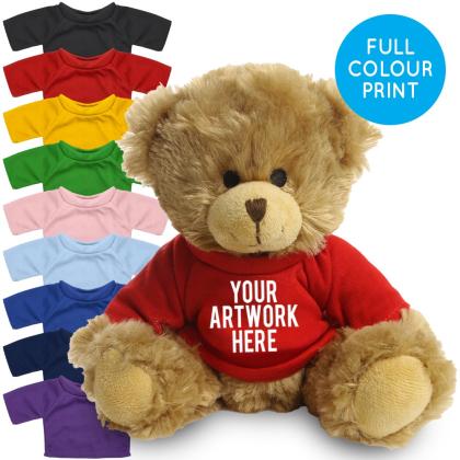 Printed 20cm Charles Jointed bear - Red t-shirt