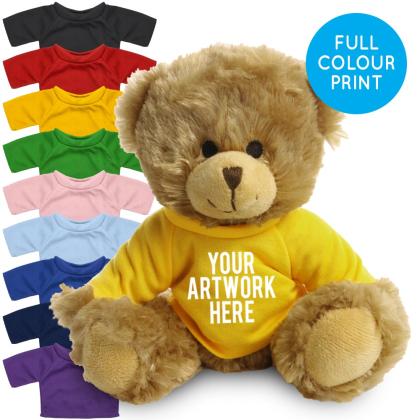 Printed 20cm Charles Jointed bear - Yellow t-shirt