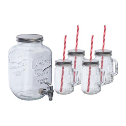 Drink Dispenser & 4 Drinking Glasses Set Acapulco