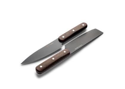 Orrefors Jernverk set of 2 knives, black & wood
