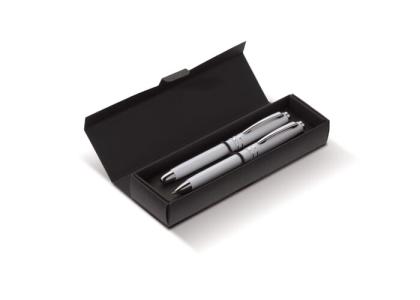 Pen set 2 stripes barrel metal