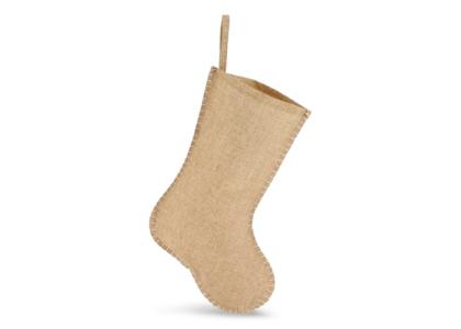 Jute-style Christmas stocking with decorative stitching 40 cm
