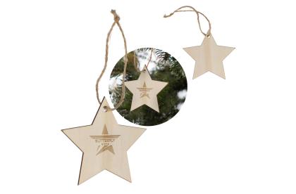 Star shaped wooden Christmas ornament