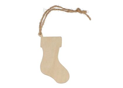 Stocking shaped wooden Christmas ornament