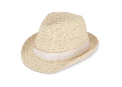 Plant straw hat with coloured band