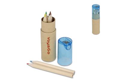 Colouring pencils in cardboard tube with sharpener lid Colouring pencils in cardboard tube with sharpener lid