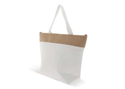 Beach cooler bag cotton/jute 42x10x30cm