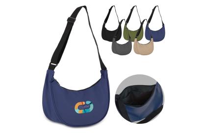 PU-coated R-PET 600D half moon sling bag 20L