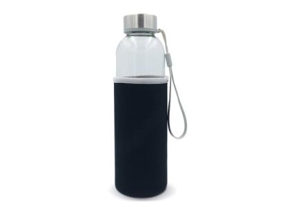 Water bottle glass with sleeve 500ml