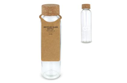 Recycled glass bottle with cork lid 500ml