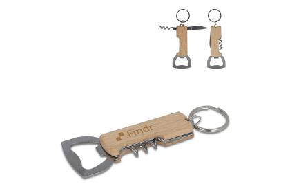 Bamboo wine & bottle opener keychain