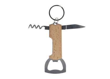 Bamboo wine & bottle opener keychain