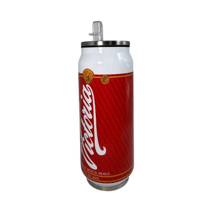 Double Wall Stainless Steel Can with Straw