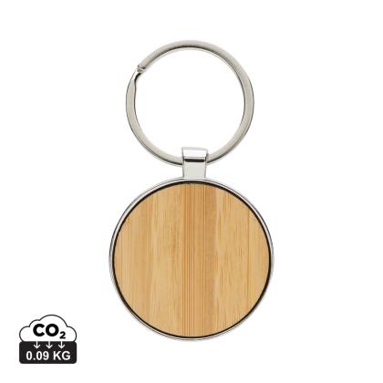 RCS recycled zinc alloy round keychain with bamboo RCS recycled zinc alloy round keychain with bamboo