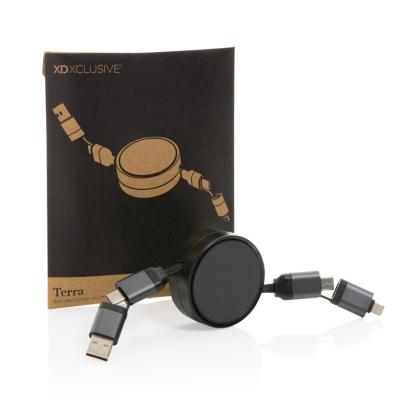 Terra RCS recycled aluminium retractable 6 in 1 45W cable
