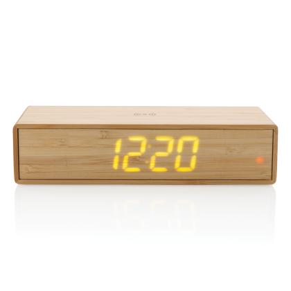 Bamboo alarm clock with 5W wireless charger