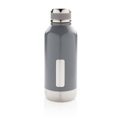 Leak proof vacuum bottle with logo plate