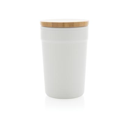 GRS certified recycled PP mug with bamboo lid
