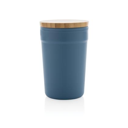 GRS certified recycled PP mug with bamboo lid