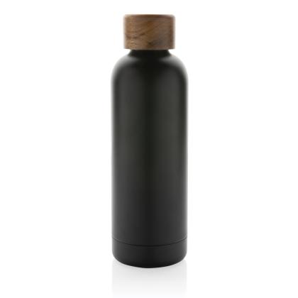 Wood RCS certified recycled stainless steel vacuum bottle