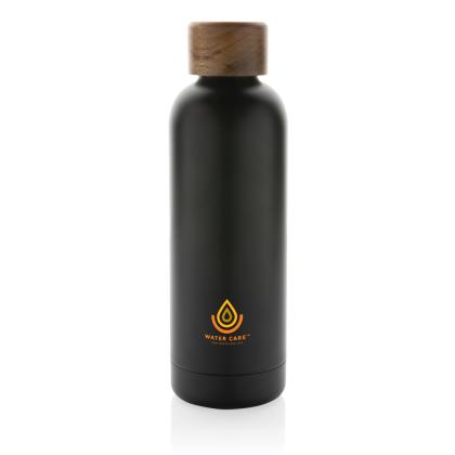 Wood RCS certified recycled stainless steel vacuum bottle
