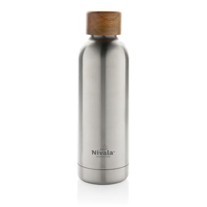 Wood RCS certified recycled stainless steel vacuum bottle