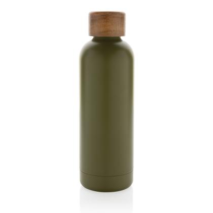 Wood RCS certified recycled stainless steel vacuum bottle