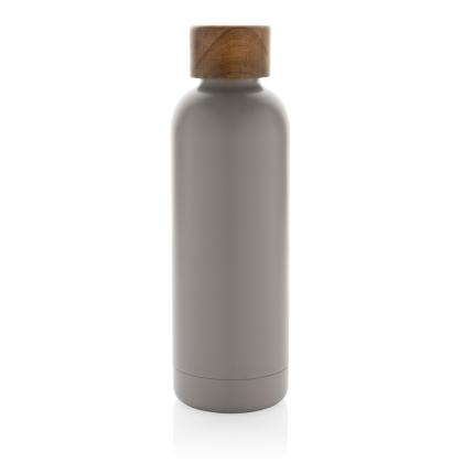 Wood RCS certified recycled stainless steel vacuum bottle