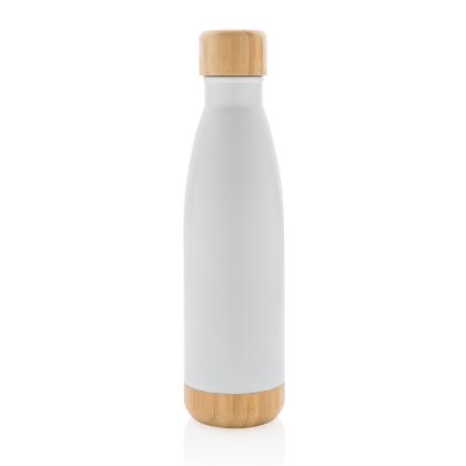 Vacuum stainless steel bottle with bamboo lid and bottom