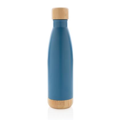 Vacuum stainless steel bottle with bamboo lid and bottom