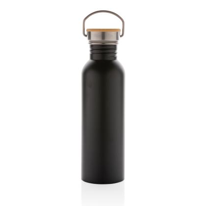 Modern stainless steel bottle with bamboo lid