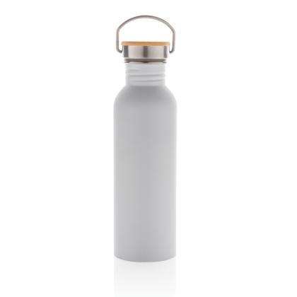 Modern stainless steel bottle with bamboo lid
